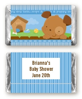 Puppy Dog Tails Boy - Personalized Baby Shower Mini Candy Bar Wrappers