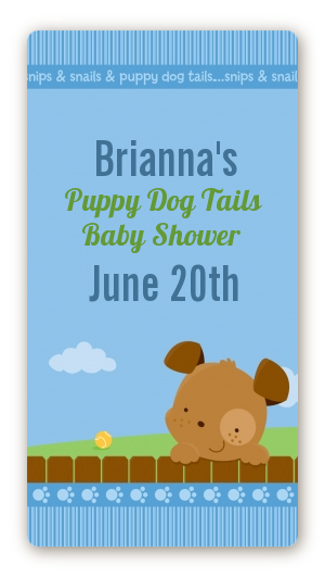 Puppy Dog Tails Boy - Custom Rectangle Baby Shower Sticker/Labels