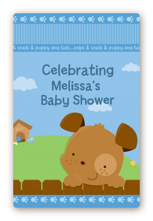 Puppy Dog Tails Boy - Custom Large Rectangle Baby Shower Sticker/Labels