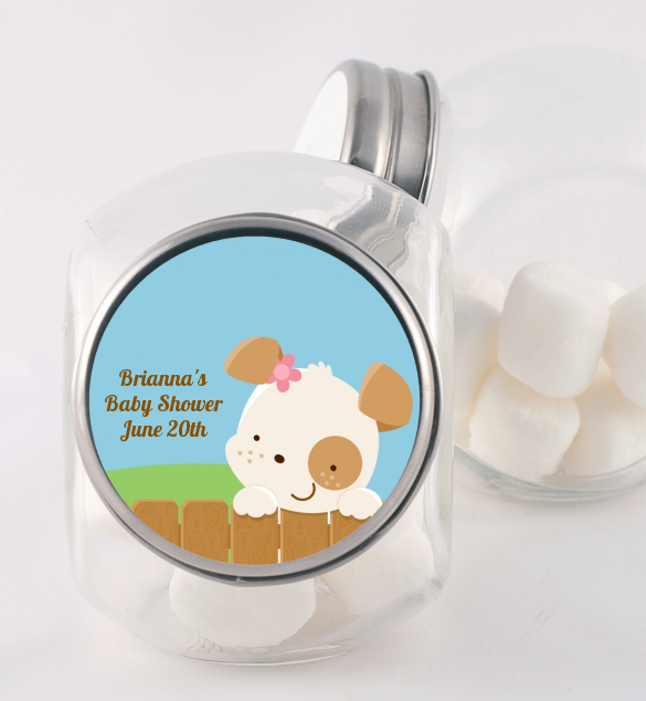 Puppy Dog Tails Girl - Personalized Baby Shower Candy Jar