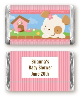 Puppy Dog Tails Girl - Personalized Baby Shower Mini Candy Bar Wrappers