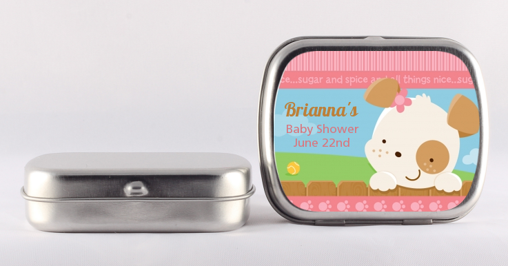 Puppy Dog Tails Girl - Personalized Baby Shower Mint Tins