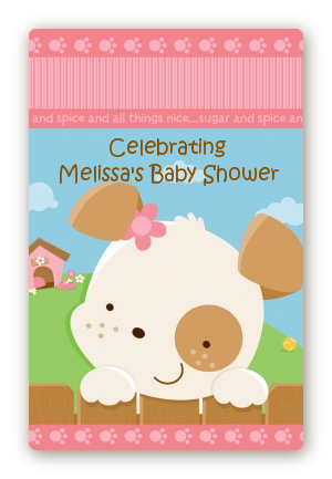 Puppy Dog Tails Girl - Custom Large Rectangle Baby Shower Sticker/Labels
