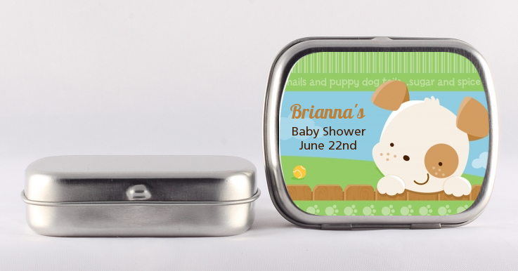 Puppy Dog Tails Neutral - Personalized Baby Shower Mint Tins