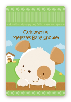 Puppy Dog Tails Neutral - Custom Large Rectangle Baby Shower Sticker/Labels