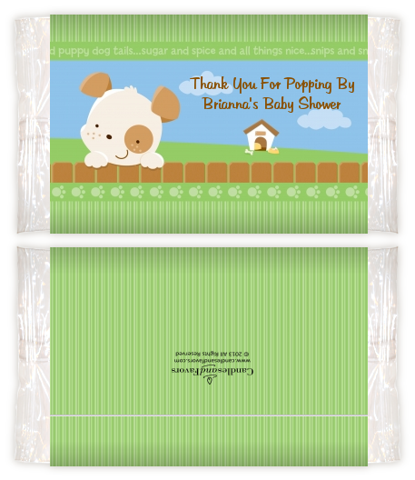 Puppy Dog Tails Neutral - Personalized Popcorn Wrapper Baby Shower Favors