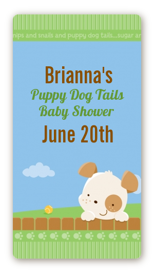 Puppy Dog Tails Neutral - Custom Rectangle Baby Shower Sticker/Labels