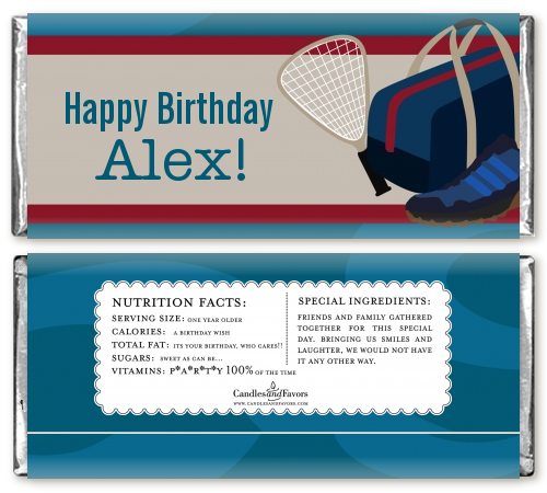 Racquetball - Personalized Birthday Party Candy Bar Wrappers