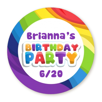 Rainbow - Round Personalized Birthday Party Sticker Labels
