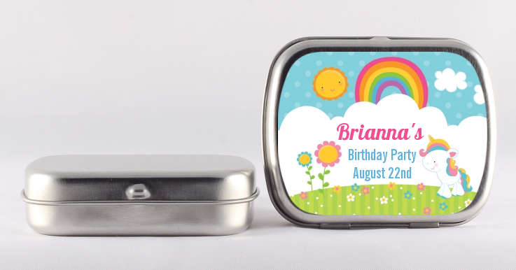 Rainbow Unicorn - Personalized Birthday Party Mint Tins