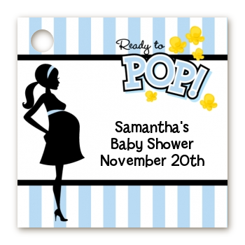 Ready To Pop Blue - Personalized Baby Shower Card Stock Favor Tags