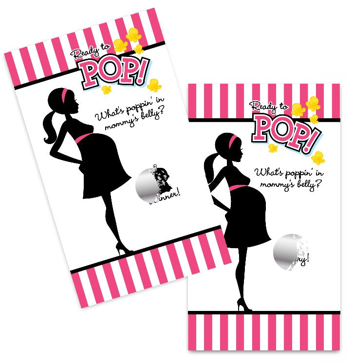 Ready To Pop Dark Pink - Baby Shower Scratch Off Game Tickets