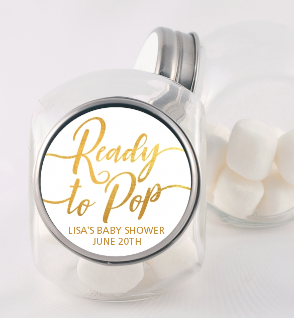 Ready To Pop Metallic - Personalized Baby Shower Candy Jar
