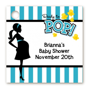 Ready To Pop Teal - Personalized Baby Shower Card Stock Favor Tags