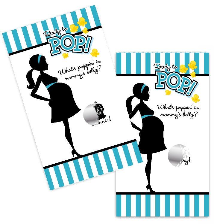 Ready To Pop Teal - Baby Shower Scratch Off Game Tickets