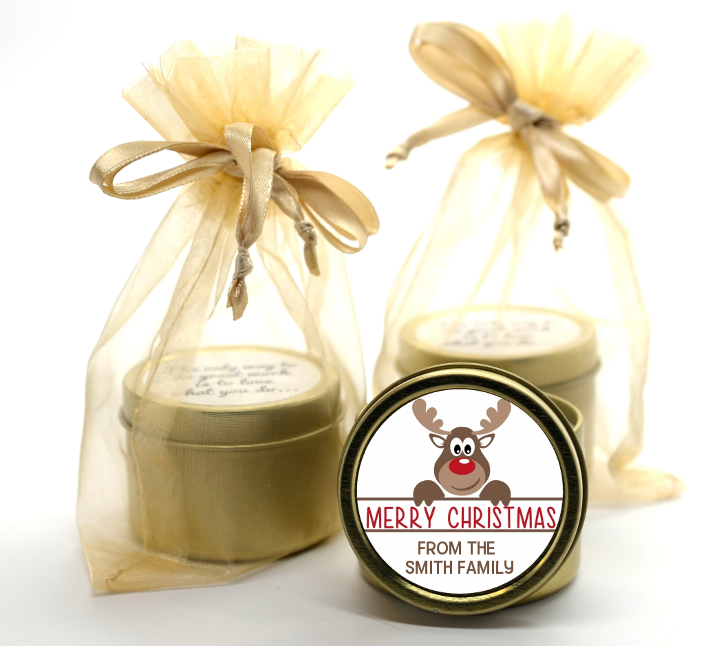 Reindeer - Christmas Gold Tin Candle Favors