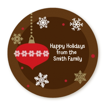 Retro Ornaments - Round Personalized Christmas Sticker Labels