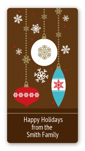 Retro Ornaments - Custom Rectangle Christmas Sticker/Labels