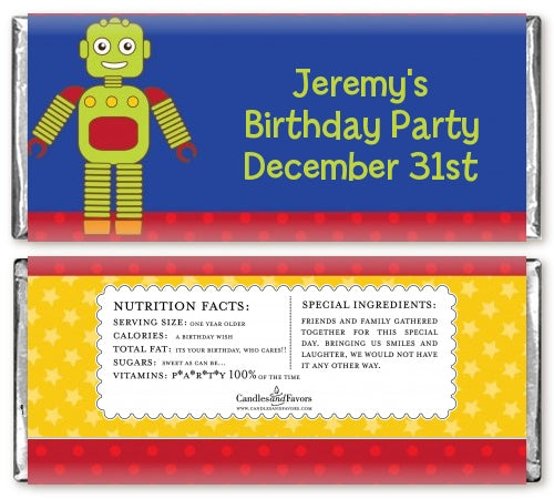 Robot Party - Personalized Birthday Party Candy Bar Wrappers