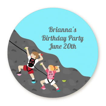 Rock Climbing - Round Personalized Birthday Party Sticker Labels