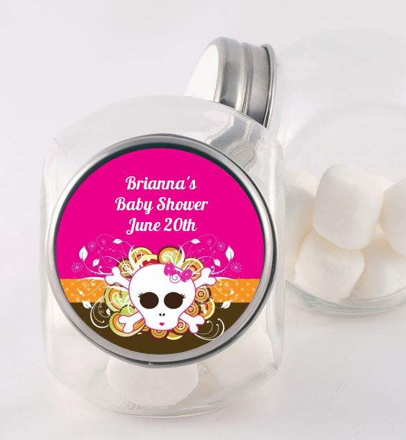 Rock Star Baby Girl Skull - Personalized Baby Shower Candy Jar