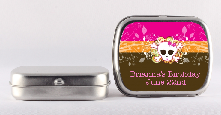 Rock Star Girl Skull - Personalized Birthday Party Mint Tins