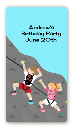 Rock Climbing - Custom Rectangle Birthday Party Sticker/Labels