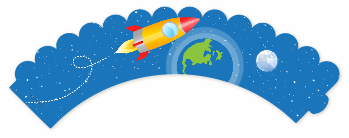 Rocket Ship - Birthday Party Cupcake Wrappers