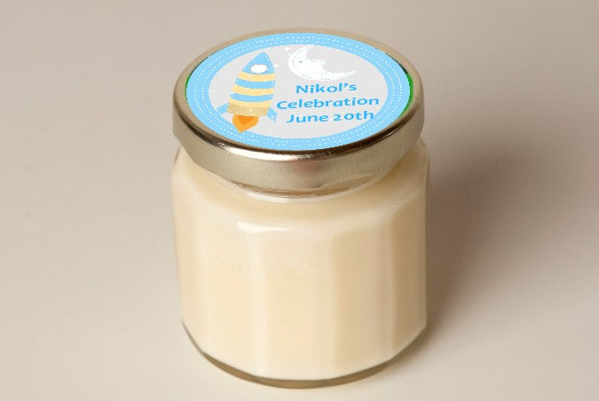 Rocket Ship - Baby Shower Personalized Candle Jar