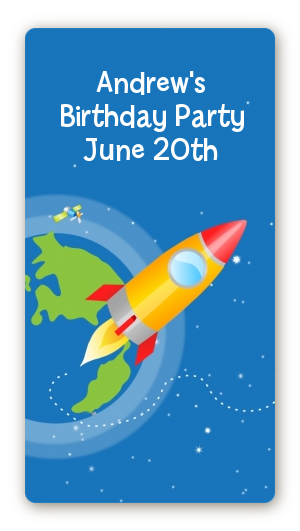Rocket Ship - Custom Rectangle Birthday Party Sticker/Labels