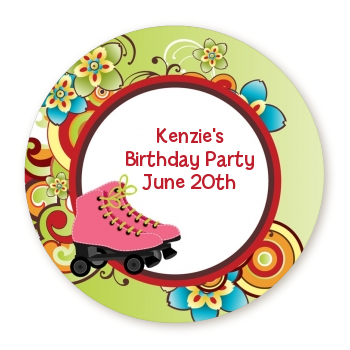 Roller Skating - Round Personalized Birthday Party Sticker Labels