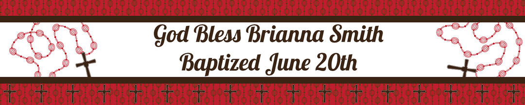 Rosary Beads Maroon - Personalized Baptism / Christening Banners