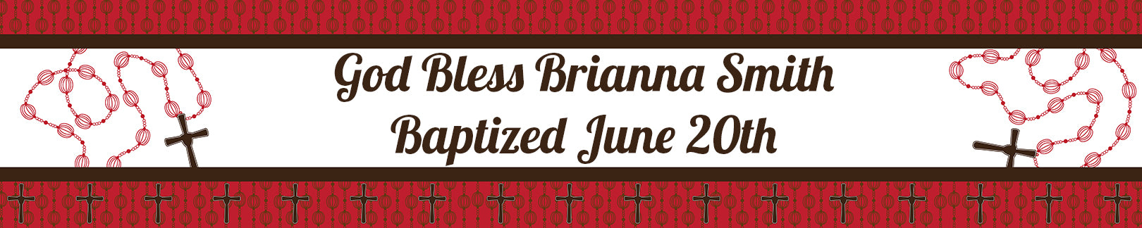 Rosary Beads Maroon - Personalized Baptism / Christening Banners
