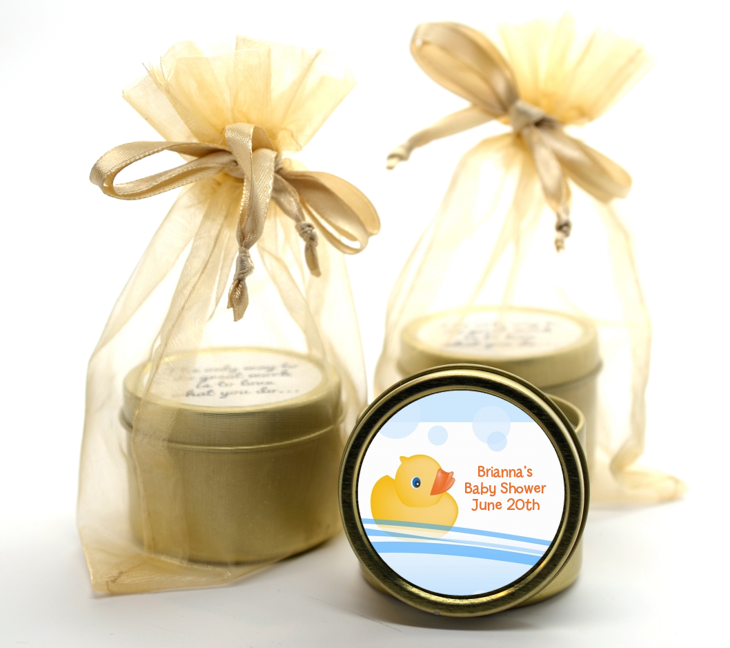 Rubber Ducky - Baby Shower Gold Tin Candle Favors
