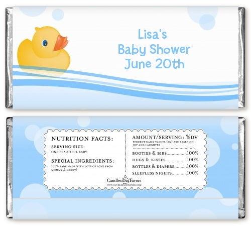 Rubber Ducky - Personalized Baby Shower Candy Bar Wrappers