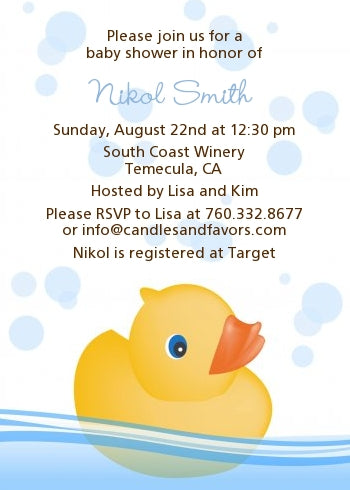 Rubber Ducky - Baby Shower Invitations