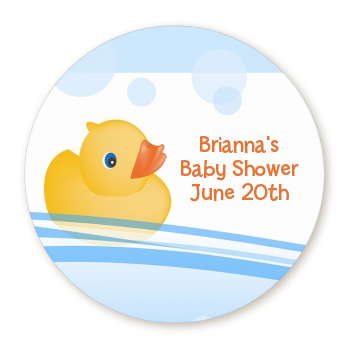 Rubber Ducky - Round Personalized Baby Shower Sticker Labels