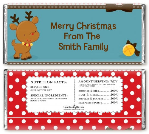 Rudolph the Reindeer - Personalized Christmas Candy Bar Wrappers