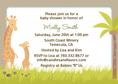 Giraffe - Baby Shower Invitations