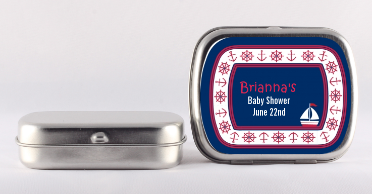 Sailboat Blue - Personalized Baby Shower Mint Tins