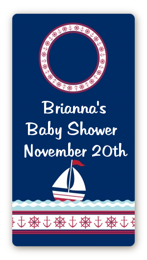 Sailboat Blue - Custom Rectangle Baby Shower Sticker/Labels