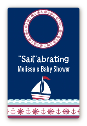 Sailboat Blue - Custom Large Rectangle Baby Shower Sticker/Labels