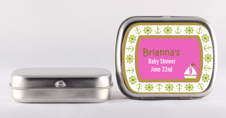 Sailboat Pink - Personalized Baby Shower Mint Tins