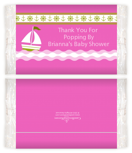 Sailboat Pink - Personalized Popcorn Wrapper Baby Shower Favors