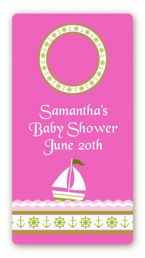 Sailboat Pink - Custom Rectangle Baby Shower Sticker/Labels
