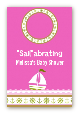 Sailboat Pink - Custom Large Rectangle Baby Shower Sticker/Labels