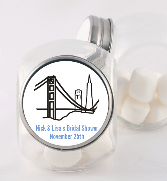 San Francisco Skyline - Personalized Bridal Shower Candy Jar