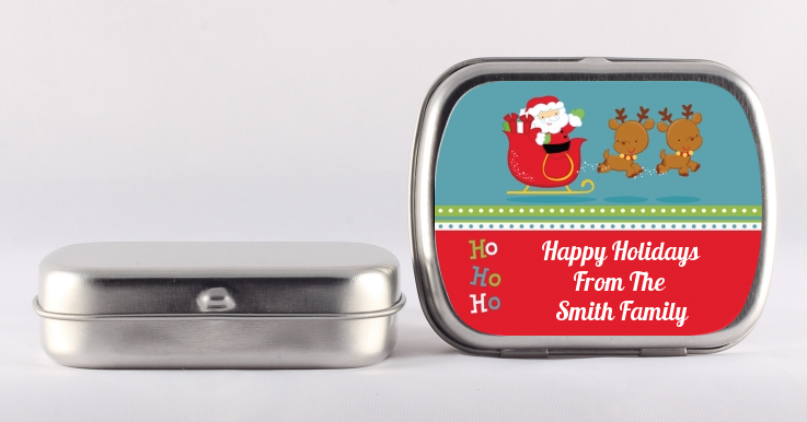 Santa And His Reindeer - Personalized Christmas Mint Tins
