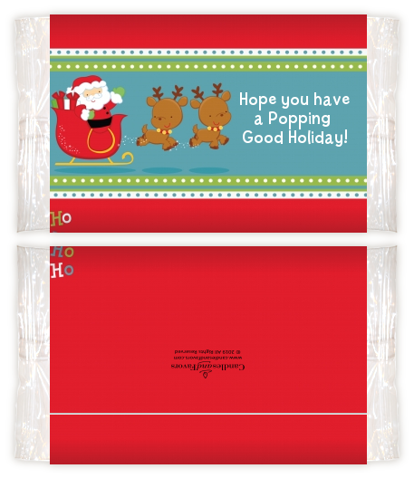 Santa And His Reindeer - Personalized Popcorn Wrapper Christmas Favors