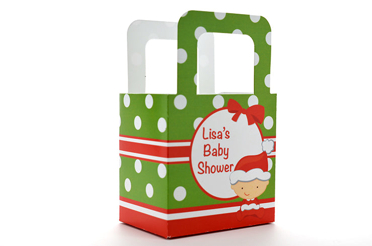 Christmas Baby Caucasian - Personalized Baby Shower Favor Boxes